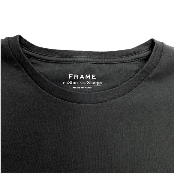 Frame Denim Logo Noir Slim Fit Cotton T-Shirt Black STYLE# LMTS0082 - Picture 4 of 8